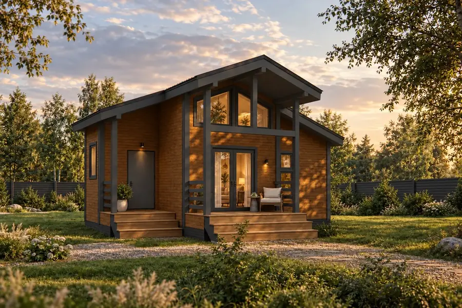 Проект двухэтажного каркасного дома, 47 м²