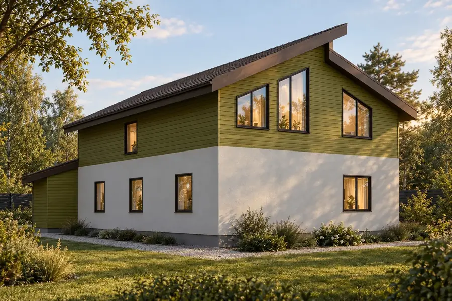 Проект двухэтажного каркасного дома, 48 м²